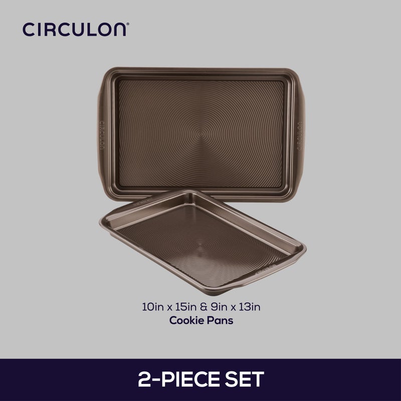 Circulon Nonstick Bakeware Set with Nonstick Cookie Sheets / Baking Sheets - 2 Piece, Chocolate Brown , Set (9" x 13" & 10" x 15") - Image 2